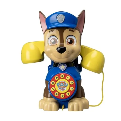 Paw Patrol – Telefonfigur Chase mit Rückruffunktion - Verkleiden & Kinderrollenspiele – Interaktives Telefon mit Rädern und Zugseil, fördert Motorik und soziale Interaktion, sicher und langlebig, empfohlen ab 18 Monaten.