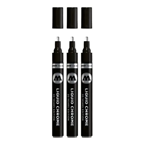 Molotow Liquid Chrome Marker 4,0 mm - 3 Stück mit echtem Spiegeleffekt - Schreibutensilien: Hochpigmentierte Tinte für echten Spiegeleffekt, ideal für Modellbau und Graffiti. Nachhaltig und nachfüllbar für langanhaltenden Spaß.