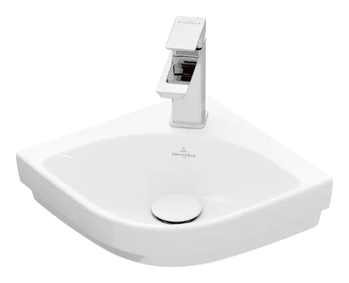 Villeroy & Boch Subway 3.0 Eck-Handwaschbecken 320 x 320 mm - Waschbecken aus Sanitärkeramik, ideal für kleine Bäder, mit 1 Hahnloch und ohne Überlauf für eine elegante Optik.