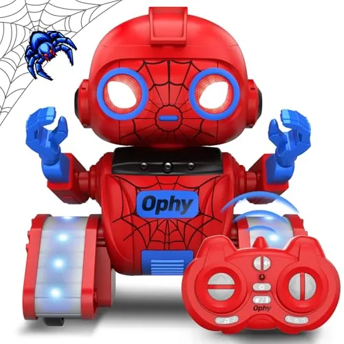 Ophy Roboter Kinder Spielzeug Spider, wiederaufladbar und projizierbar, RC-Roboter mit LED-Augen und Musik, RC-Spielzeug Monster mit Gestensensor 3 4 5 6 7 8 Jungenund Mädchen Rot