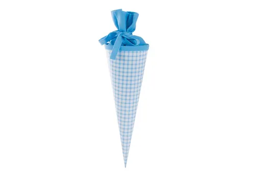 Goldbuch Schultüte Goldbuch Geschenktüte Karo blau - 35cm, Verschluss Filz