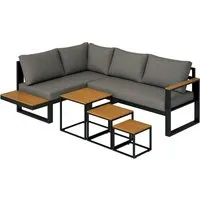 Outsunny Gartenmöbel-Set - 2 Sofas & Couchtisch - dunkelgrau - Gartenmöbel-Sets für perfekten Komfort im Freien. Das vielseitige Set lässt sich als Ecksofa nutzen und bietet gepolsterte Sitzflächen sowie einen praktischen Couchtisch.