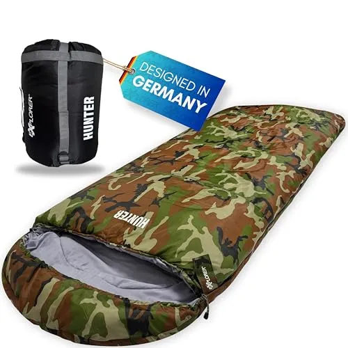Produktbild EXPLORER Hunter Deckenschlafsack [350GSM] 1950g Extremtemperatur bis zu -18°C in Tarn Camouflage BW Schlafsack XXL 220x80cm für Camping, Angeln, Outdoor