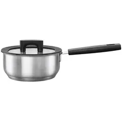 Fiskars Hard Face Steel Stieltopf 1,8L inkl. Deckel - Hochwertiger Stieltopf aus 3-lagigem Edelstahl mit optimaler Wärmeverteilung, ideal für alle Herdarten, inkl. Glasdeckel mit Silikonrand für Sichtbarkeit und Abdichtung.