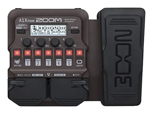 Zoom A1X FOUR Acoustic Guitar Multi-Effects Pedal - 90+ Effekte für Akustikgitarre und Blasinstrumente, bis zu 5 Effekte gleichzeitig nutzbar