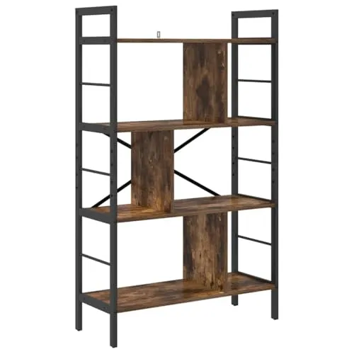 vidaXL Bücherregal Geräucherte Eiche 75 x 30 x 123,5 cm Holzwerkstoff, Heimbüro, Industriedesign Bücherregal, viel Stauraum, freistehende Regale, modernes Deko, Wohnzimmer Regal