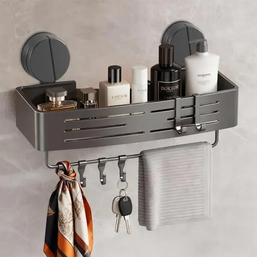 OTCOY Saugnapf Ohne Bohren Duschablage, Abnehmbare und Rostfreie Badezimmer Organizer mit Großer Kapazität, Duschkorb Badregal für Duschen Küche Badezimmer Organizer Caddy Aufbewahrung