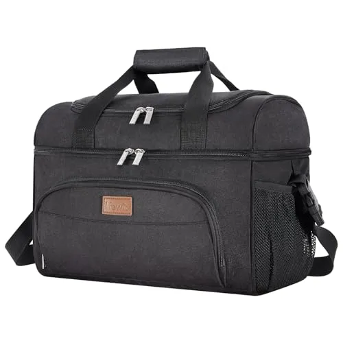 Lifewit Große Kühltasche 23L 32 Dosen, Kühlbox Faltbar, Isolierte Lunch Tasche, Leichte, Tragbare Kühltasche, Doppellagig für Picknick, Strand, Arbeit, Reise, Schwarz