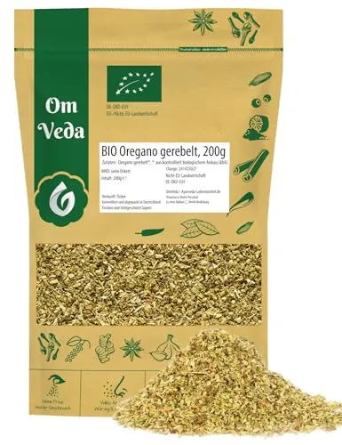 BIO Oregano getrocknet und gerebelt 200g | Intensives Aroma | Bio-Qualität | Perfekt für die gehobene Küche | OmVeda