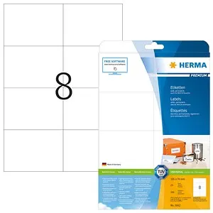 HERMA Etiketten 5062 weiß 105,0 x 74,0 mm, 25 Blatt