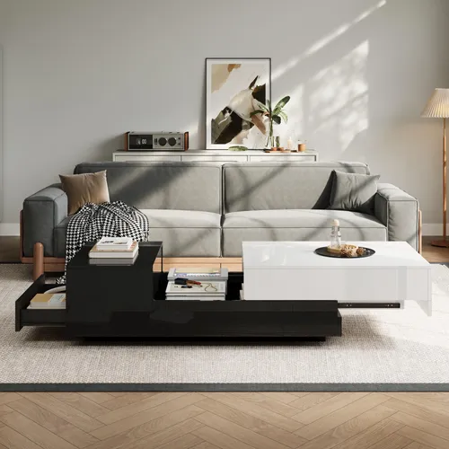 Hochglanz-Couchtisch 100x50x38 cm mit Schublade