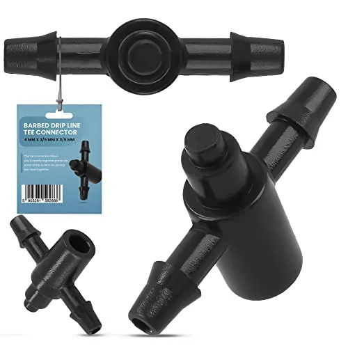 T-Stück für Emitter 4mm x 3/5mm x 3/5mm Bewässerungsleitung Steckverbinder für Schlauch Bewässerung System Pfeiltropfer Wasserverteiler Microbewässerung Tröpfchenbewässerung für Garten