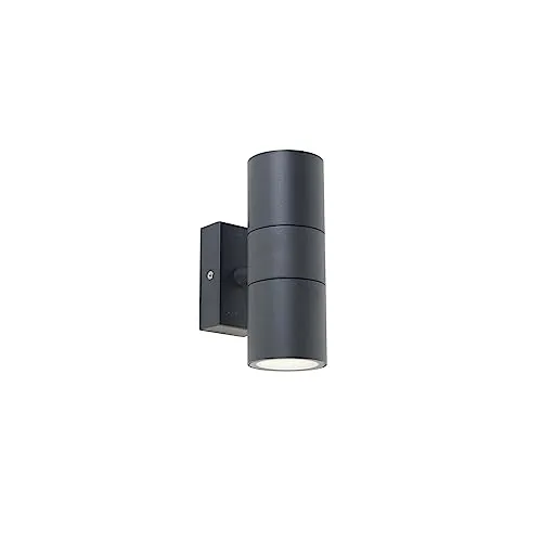 QAZQA Duo Außen Wandleuchte Anthrazit IP44 – Modern und Dimmbar - Elegante Außen Wandleuchte in Dunkelgrau mit Up & Down Lichtstrahl. Ideal für die Fassade, wetterfest mit IP44 und für GU10 LED-Leuchtmittel geeignet. Perfekt für stimmungsvolle Beleuchtung im Außenbereich!
