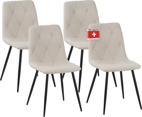 Albatros Esszimmerstuhl Dora 4er Set Beige - Esszimmerstühle im stilvollen Vintage Design, belastbar bis 110 kg und pflegeleichter Stoffbezug für höchsten Sitzkomfort.