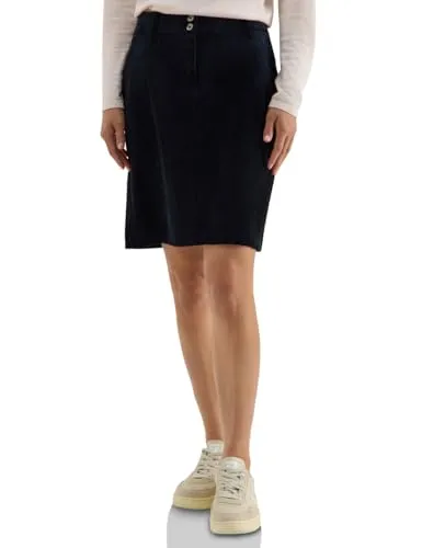 CECIL Cordrock urban Dark Blue 36 - Damenrock aus weichem Cordstoff, knielang mit seitlichen Taschen, ideal für einen lässigen Look und perfekten Tragekomfort.