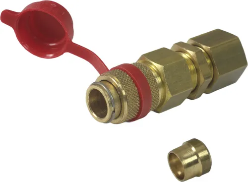 Produktbild GOK Messing Gas Steckkupplung Schnellkupplung + Schneidringverschraubung + Schutzkappe