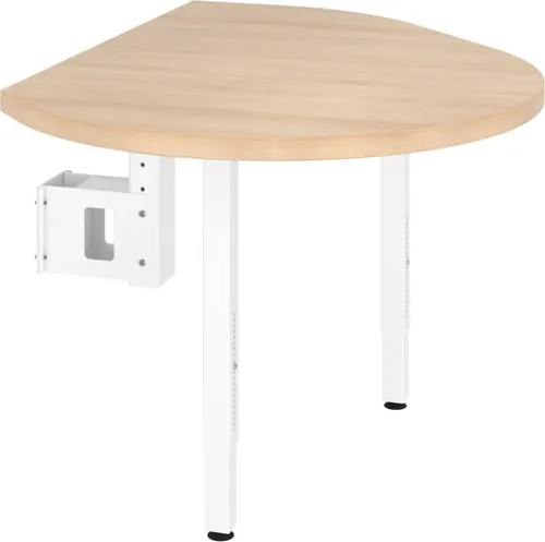 Anbautisch A-ktiv H650-850 - Halbrund in Eichedekor - Sonstige Büromöbel mit zwei höhenverstellbaren Stützfüßen, ideal zur Erweiterung von Schreibtischen für mehr Flexibilität und Komfort im Büro.