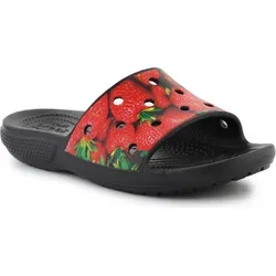 Crocs Classic Hyper-Real Slide Erdbeeren Clog - Leichte und bequeme Slides mit hyper-realistischen Erdbeer-Prints. Einfach zu reinigen und perfekt für den Alltag. Individualisierbar mit Jibbitz™-Ansteckern für deinen persönlichen Style.