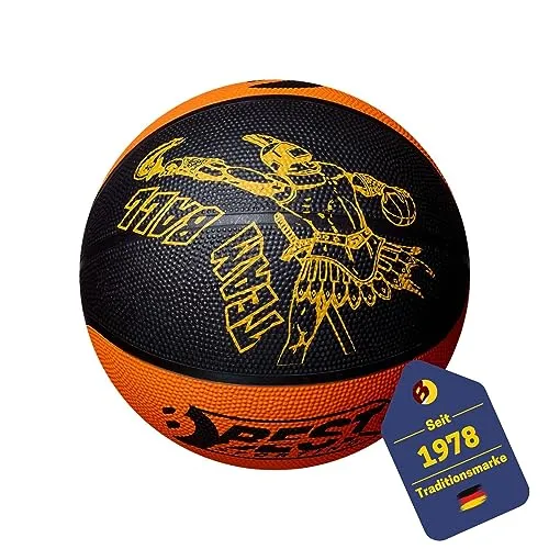 BEST SPORTING Basketball Größe 5 I Kleiner Ball in orange/schwarz I Kinder Basketball mit 22 cm Durchmesser und 300 g I Basketball klein I Basketball Mini I Kleiner Basketball (1)