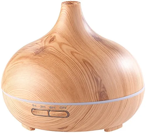 Aroma-Diffusor & Luftbefeuchter in Holz-Optik - Luftbefeuchter mit 300 ml Kapazität, LED-Farbwechsler für entspannende Atmosphäre und stilvolles Design, ideal für jedes Zuhause.