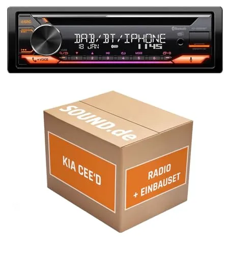 Autoradio Einbaupaket für JVC KD-DB922BT kompatibel mit KIA ceed 1 ED + Facelift Schwarz | Bluetooth Telefonieren Audiostreaming