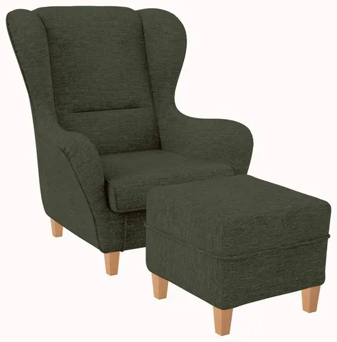 Supellex Ohrensessel Sofia Relaxsessel mit Hocker – Vienna Olivgrün - Entspannen Sie stilvoll mit dem Sofia Ohrensessel in elegantem Olivgrün. Ideal für modernes Wohnen, bietet er hervorragenden Komfort und ist dank des wasser- und schmutzabweisenden Stoffes pflegeleicht. Perfekt für gemütliche Stunden!