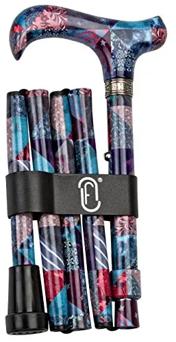 Stockshop Gehstock Faltstock WOODSTOCK - Gehstöcke mit bequemem Derbygriff aus stabilem Gießharz, höhenverstellbar und faltbar für optimale Handhabung und Stil.