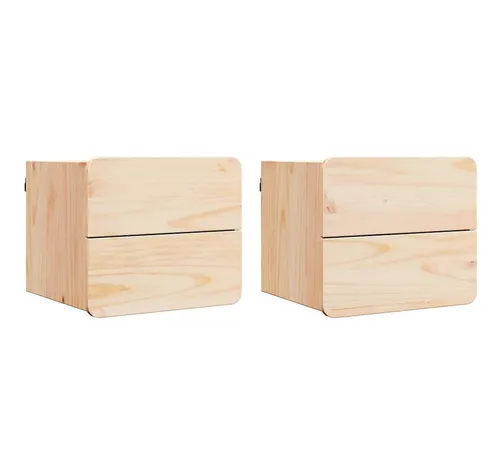 vidaXL Nachttisch 2er Set aus Massivholz in beige von vidaXL