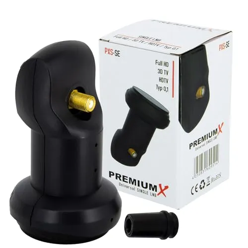 Premium X Single LNB - 1Fach - für 1 Teilnehmer - 4K Full HD - mit Wetterschutz und LTE Filter für Satellitenschüssel Digital TV Fernseher SAT Receiver - Schwarz