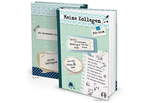 Logbuch-Verlag Dekofigur Großes XXL Kollegenbuch DIN A4 - blau grün - Geschenkbuch zum Abschied