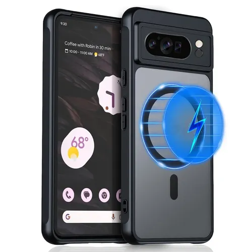 Für Google Pixel 9 Pro XL MagSafe ultra dünn PC / TPU Silikon Hülle Schwarz