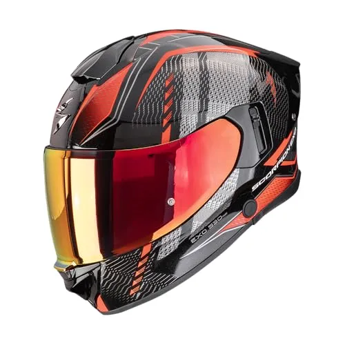 Scorpion Exo-530 Air Theras Integralhelm, schwarz/rot, M (57/58) - Sportlicher Integralhelm für Motorradfahrer, mit anpassbarem AirFit-System und optimierter Belüftung. Ideal für Komfort und Sicherheit auf jeder Fahrt.