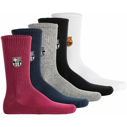 FC Barcelona Unisex Socken 5er Pack - Tennis Embroidery Socks mit Logo - Praktisches 5er Pack FC Barcelona Unisex Socken. Einfarbige Socken mit hochwertigem, gesticktem Logo-Emblem. Ideal für Sport und Freizeit, aus angenehmer Baumwollmischung.
