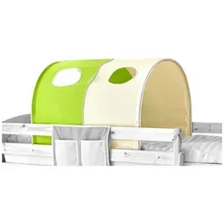 Mid.you Tunnelset Ticaa 809445 - Kinderzimmer Spieltunnel - Zubehör für Kinderzimmer, gemütlicher Rückzugsort mit zwei Fenstern, aus reiner Baumwolle in Beige und Grün, ideal zum Spielen und Entspannen.