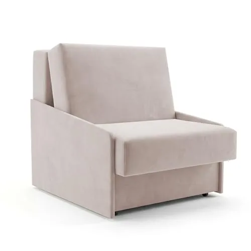 SOFILAND Schlafsessel mit Bettfunktion & Bettkasten, ausziehbarer Polstersessel, Samt-Bezug (Jupiter Velvet), platzsparender Sessel fürs Wohnzimmer, 90 x 105 cm (Beige)