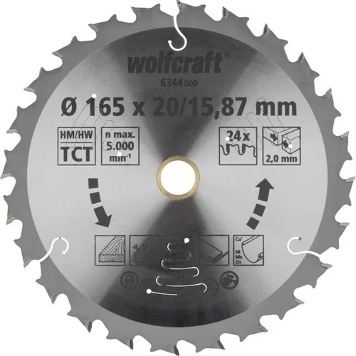 Wolfcraft Kreissägeblatt Ø 165 mm, 24 Zähne von Wolfcraft GmbH