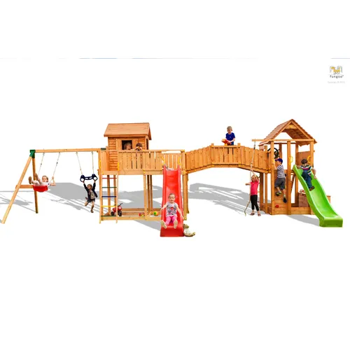 FUNGOO Spielturm MAXI SET SMILE FARM - Spielplatzgerät mit Schaukel, Rutsche und Klettererweiterung, ideal für Abenteuer im Garten – fördert die motorischen Fähigkeiten und sorgt für stundenlangen Spielspaß.