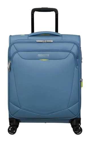 American Tourister Summerride Spinner EXP TSA SP S Coronet Blue - Kompakter 4-Rad-Trolley aus recyceltem Polyester, ideal als Handgepäck für Reisen, mit praktischer Fronttasche für einfachen Zugriff auf Ihre Essentials.