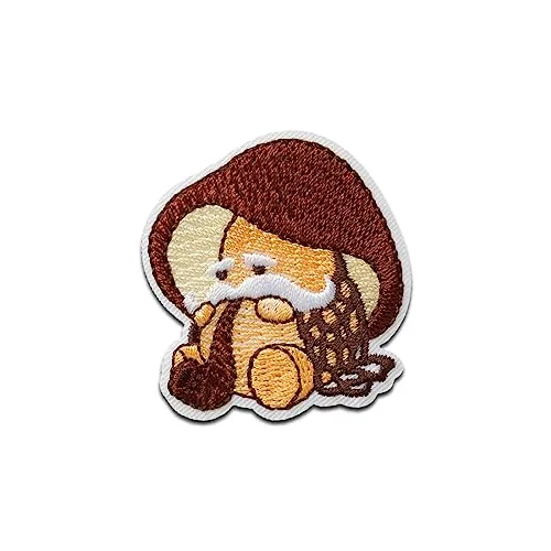 Mono-Quick Pilz mit Pfeife - Aufnäher, Bügelbild, Aufbügler, Applikationen, Patches, Flicken, zum aufbügeln, Größe: 4,5 x 4,2 cm