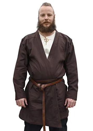 Battle-Merchant Klappenrock Bjorn Herren langarm knielang - Herren-Mantel aus hochwertiger Baumwolle, ideal für Kostümpartys und LARP, bietet Wärme und authentischen Wikinger-Stil.