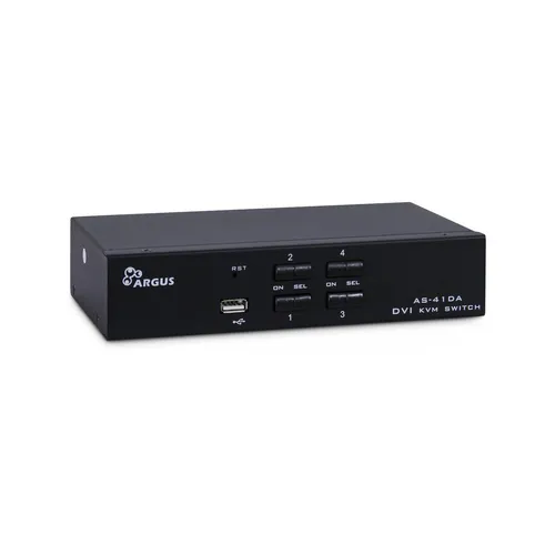 Inter-Tech AS-41DA DVI KVM Switch - KVM Geräte für die einfache Steuerung von bis zu 4 PCs mit nur einem Monitor, Tastatur und Maus - ideal für effizientes Multitasking.