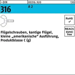Flügelschraube DIN 316 M8x 40 A 2 kleine Ausführung 10 Stück