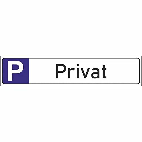 INDIGOS UG - Parkplatzschild Privat 52x11 cm - Schild aus Aluverbundplatte mit Beschriftung Privat - für private Stellplätze, Carports oder Grundstücke - witterungsbeständig und langlebig