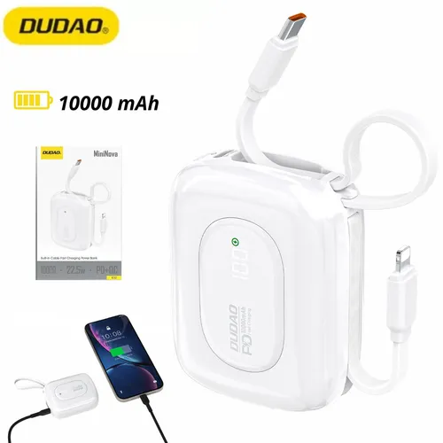 Powerbank 22,5W 10000 mAh z wbudowanym kablem USB-C & für iPhone Dudao