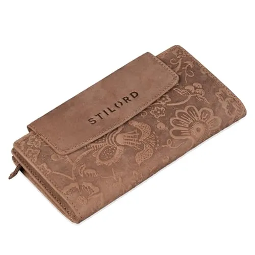 STILORD 'Lorelai' Damen Portemonnaie aus Leder - Damen-Geldbörse im Vintage Design mit Reißverschluss | Hochwertiges Echtleder und praktische Fächer für Geldscheine und Karten | Stilsicher und elegant für jede Gelegenheit.
