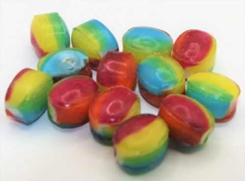 gr. Zuckerfreie Regenbogen Bonbon ein Fruchtbonbon in verschiedenen Farben die Jahrmarkt Süßigkeit von Jahrmarktbonbon 100