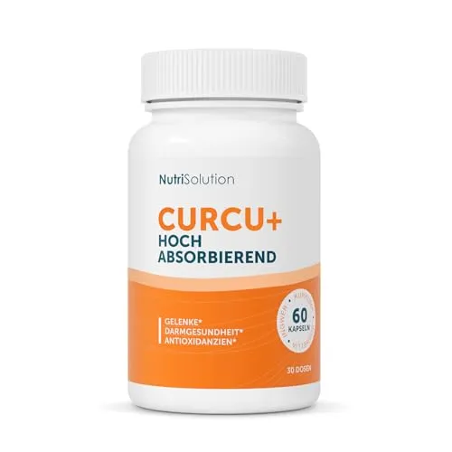 Curcu+ von NutriSolution - Antioxidatives pflanzliches Ergänzungsmittel mit Kurkuma, Boswellia und Ingwer - Pflanzliches Ergänzungsmittel Kurkuma, fördert Gelenkgesundheit und antioxidative Wirkung mit 60 veganen Kapseln für 30 Tage. Made in France, frei von GVO und Gluten.