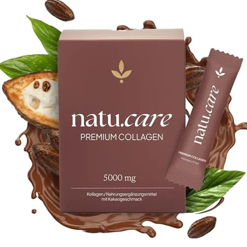 natu.care - Natürlich Collagen Pulver 5000 mg - Vegetarisches Kollagen Pulver Hydrolysat - Marine Collagen Powder - Peptide Typ 1 - Kolagenpulver Hochdosiert für Gelenke, Haut (30 Portionen Kakao)