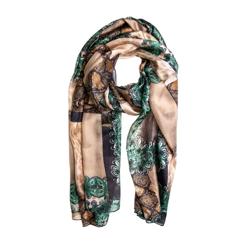 Seidenschal Halstuch Schal Chiffon gold grün 180x110cm klassisch elegant