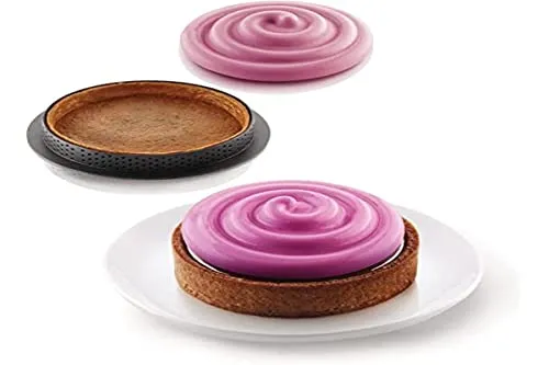 Silikomart KIT MINI TARTE TWIST - SET FÜR TARTEN - Motivbackformen mit speziellen, nicht haftenden Ringen für gleichmäßige Backergebnisse. Ideal für moderne Crostatas und kreative Dekorationen.
